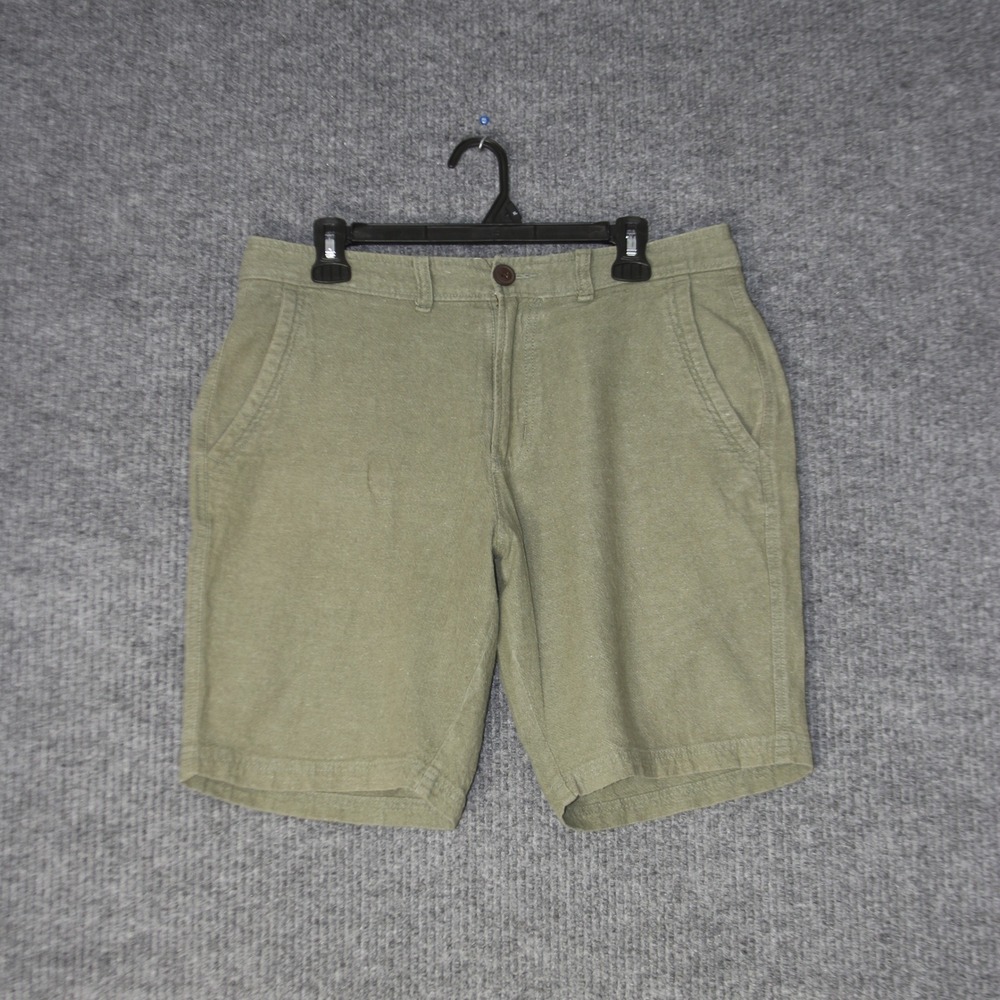 Abercrombie & Fitch Shorts Mens 32 Green Linen Blend Flat Front Casual Summer‎